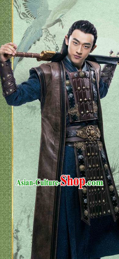 Traditional Chinese Ancient Men Costumes, Ancient Chinese Cosplay General Swordsmen Knight Costume Armour Complete Set for Men