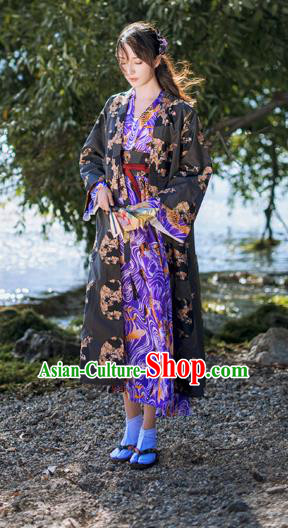 Traditional Japanese Restoring Ancient Kimono Costume Haori Smock, China Kimono Modified Coat Long Cardigan for Women