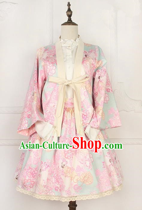 Traditional Japanese Restoring Ancient Kimono Costume Smock, China Modified Double Side Short Cardigan Sweet Jacket for Women