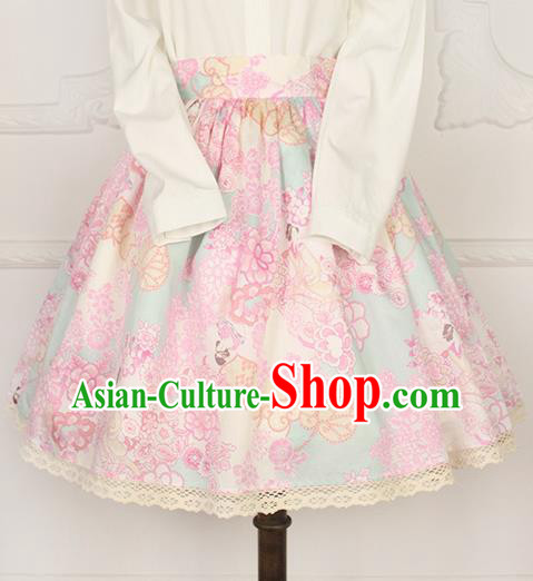 Traditional Japanese Restoring Ancient Kimono Costume Small Skirt, China Modified Short Sweet Lace Skirt for Women