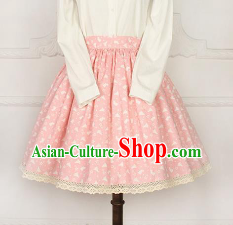 Traditional Japanese Restoring Ancient Kimono Costume Bust Skirt, China Modified Short Sweet Lace Skirt for Women