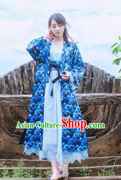 Traditional Japanese Restoring Ancient Kimono Costume Haori Smock, China Kimono Modified Coat Long Cardigan for Women