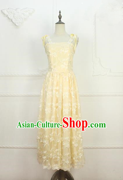 Traditional Classic Elegant Women Costume One-Piece Dress, Restoring Ancient Embroidered Lace Full Dress for Women