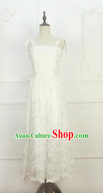 Traditional Classic Elegant Women Costume One-Piece Dress, Restoring Ancient Embroidered Lace Full Dress for Women