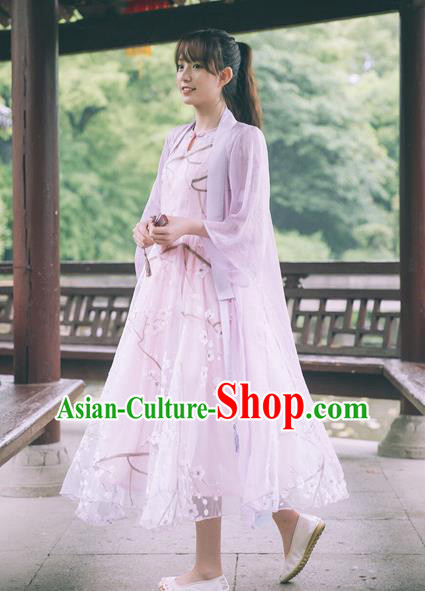 Traditional Classic Chinese Elegant Women Costume Hanfu Smock, Restoring Ancient Han Dynasty Shadow Long Cardigan for Women