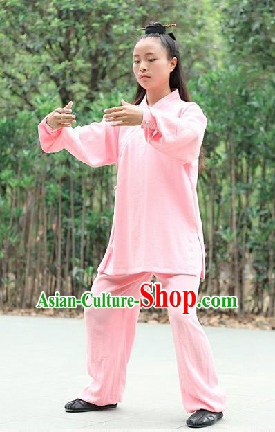 Traditional Chinese Wudang Uniform Taoist Nun Uniform Linen Priest Frock Kungfu Kung Fu Clothing Clothes Pants Slant Opening Shirt Supplies Wu Gong Outfits, Chinese Tang Suit Wushu Clothing Tai Chi Suits Uniforms for Women