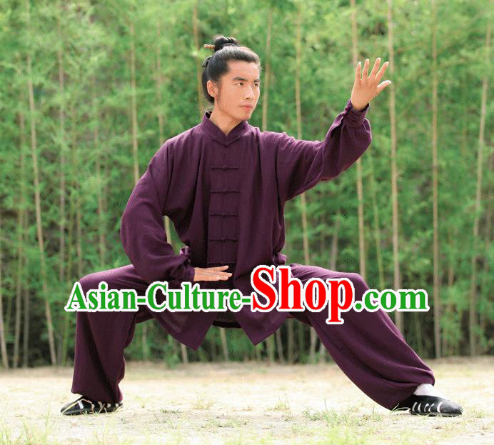 Traditional Chinese Wudang Uniform Taoist Uniform Linen Priest Frock Kungfu Kung Fu Clothing Clothes Pants Slant Opening Shirt Supplies Wu Gong Outfits, Chinese Tang Suit Wushu Clothing Tai Chi Suits Uniforms for Men