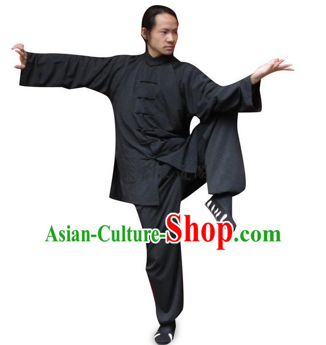 Traditional Chinese Wudang Uniform Taoist Uniform Silk Priest Frock Kungfu Kung Fu Clothing Clothes Pants Slant Opening Shirt Supplies Wu Gong Outfits, Chinese Tang Suit Wushu Clothing Tai Chi Suits Uniforms for Men