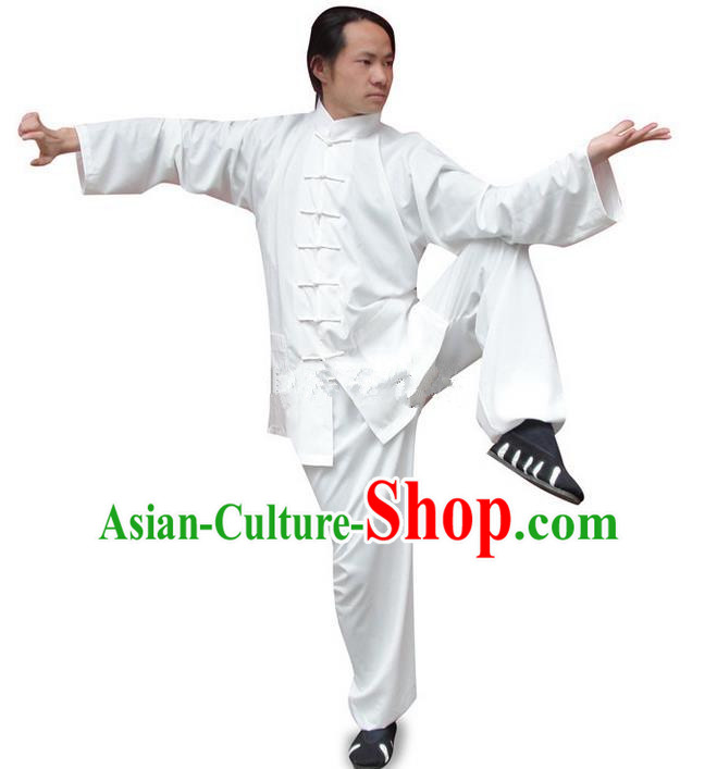 Traditional Chinese Wudang Uniform Taoist Uniform Silk Priest Frock Kungfu Kung Fu Clothing Clothes Pants Slant Opening Shirt Supplies Wu Gong Outfits, Chinese Tang Suit Wushu Clothing Tai Chi Suits Uniforms for Men