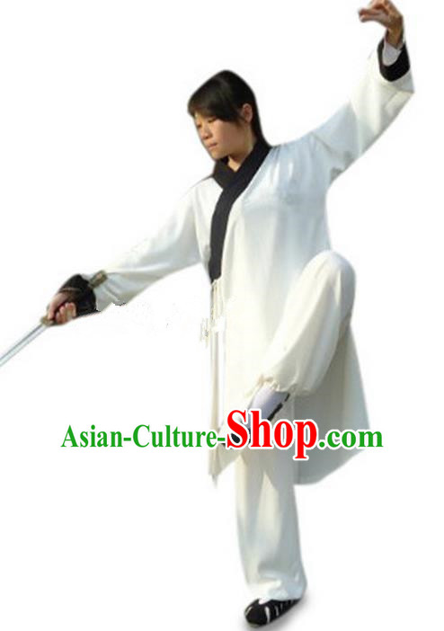 Traditional Chinese Wudang Silk Uniform Taoist Nun Uniform Priest Frock Kungfu Kung Fu Clothing Clothes Martial Pants Shirt Supplies Wu Gong Outfits, Chinese Short-Sleeve Tang Suit Wushu Clothing Tai Chi Suits Uniforms for Women