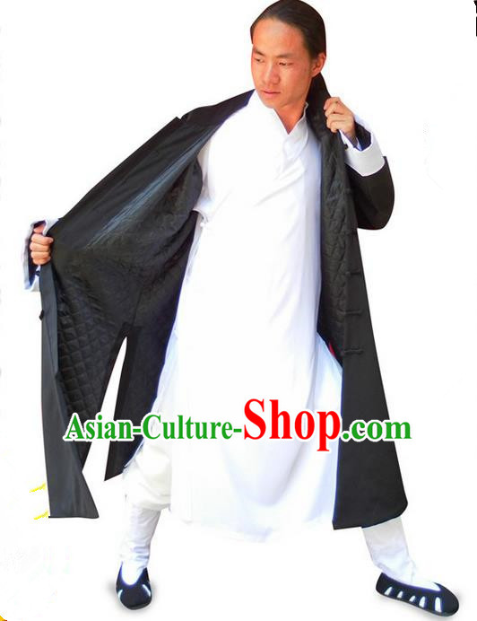 Traditional Chinese Wudang Uniform Taoist Uniform Linen Cotton Wadded Robe Priest Frock Complete Set Kungfu Kung Fu Clothing Clothes Pants Slant Opening Shirt Supplies Wu Gong Outfits, Chinese Tang Suit Wushu Clothing Tai Chi Suits Uniforms for Men