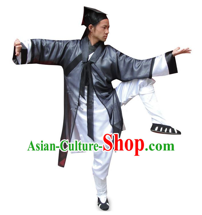 Traditional Chinese Wudang Uniform Taoist Long Robe Uniform Linen Priest Frock Kung Fu Clothing Complete Set for Men