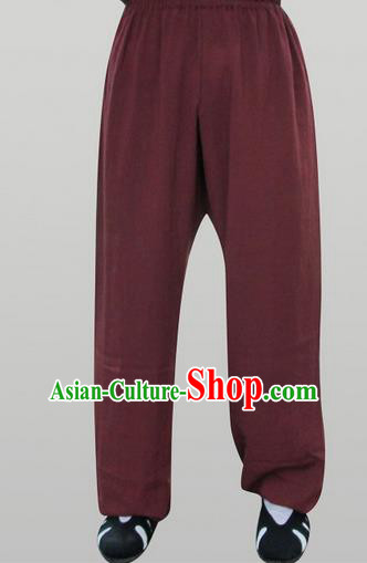 Traditional Chinese Wudang Uniform Taoist Linen Pants Wu Gong Trousers, Chinese Tang Suit Wushu Clothing Tai Chi Bloomers for Men