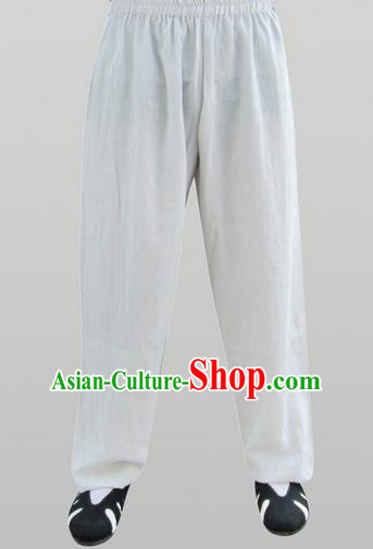 Traditional Chinese Wudang Uniform Taoist Linen Pants Wu Gong Trousers, Chinese Tang Suit Wushu Clothing Tai Chi Bloomers for Men