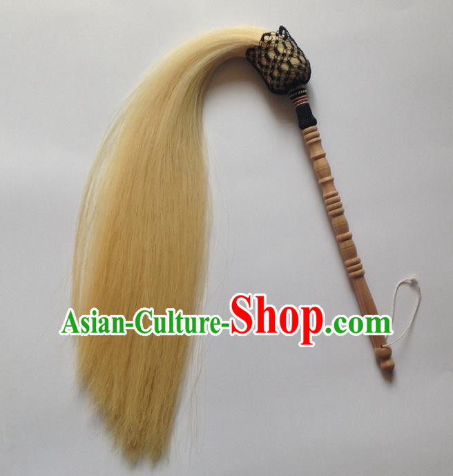 Traditional Chinese Wudang Taoist Supplies Tai Chi Whiskers Really Horsetail Wood Whisk Tai Chi Whiskers for Men