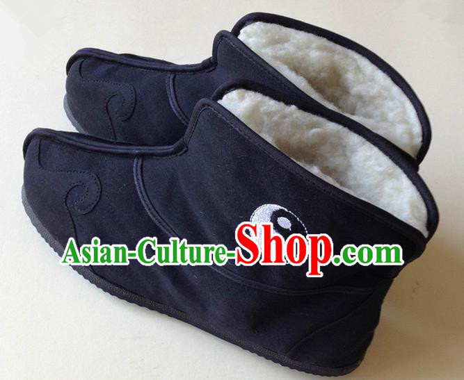 Traditional Chinese Wudang Taoist Supplies Cotton Boots Tai Chi Yin Yang Shoes Martial Arts Fabric Shoes for Men