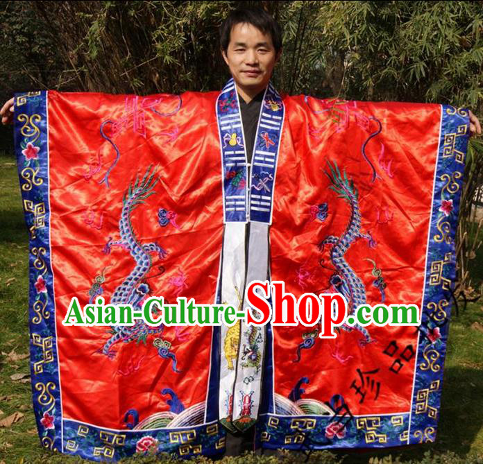 Traditional Chinese Wudang Uniform Taoist Cassock Robes Silk Embroidery Double Dragons Robe Ssangyong Robe for Men