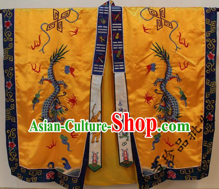 Traditional Chinese Wudang Uniform Taoist Cassock Robes Silk Embroidery Double Dragons Robe Ssangyong Robe for Men