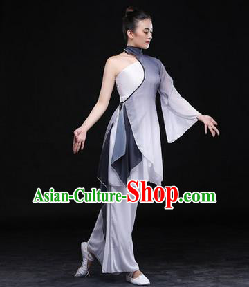 Traditional Chinese Classical Ink Painting Yangko Dance Dress, Yangge Fan Dancing Costume, Folk Dance Yangko Costume For Women