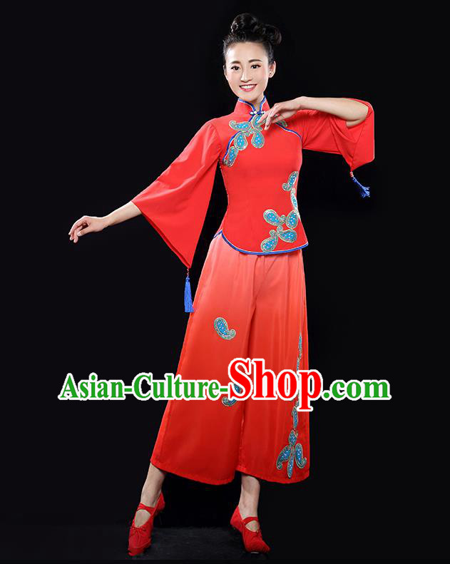 Traditional Chinese Classical Yangko Dance Dress, Yangge Fan Dancing Costume Suits, Folk Dance Yangko Costume for Women