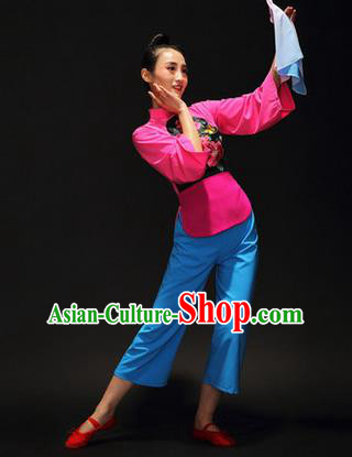 Traditional Chinese Classical Yangko Drama Dance Dress, Yangge Fan Dancing Costume Umbrella Dance Suits, Folk Dance Yangko Costume for Women