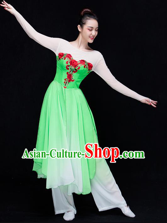 Traditional Chinese Classical Yangko Jasmine Flower Dance Dress, Yangge Fan Dancing Costume Umbrella Dance Suits, Folk Dance Yangko Costume for Women