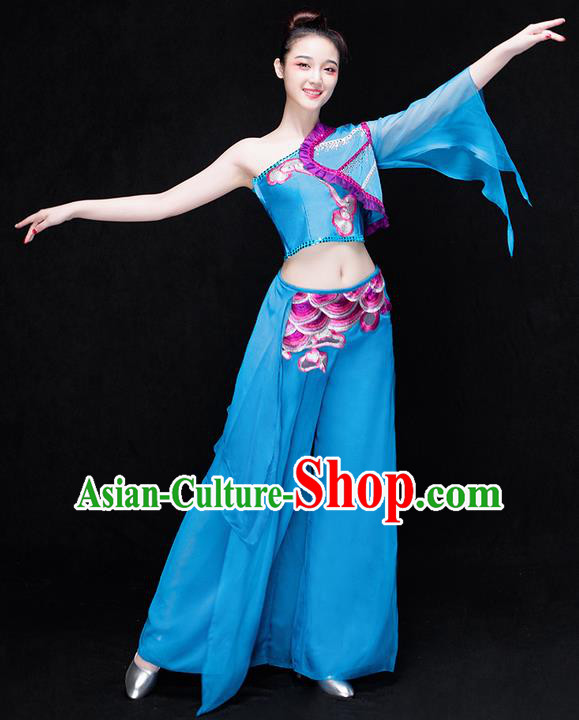 Traditional Chinese Classical Yangko Water-Sleeve Dance Dress, Yangge Fan Dancing Costume Umbrella Dance Suits, Folk Dance Yangko Costume for Women