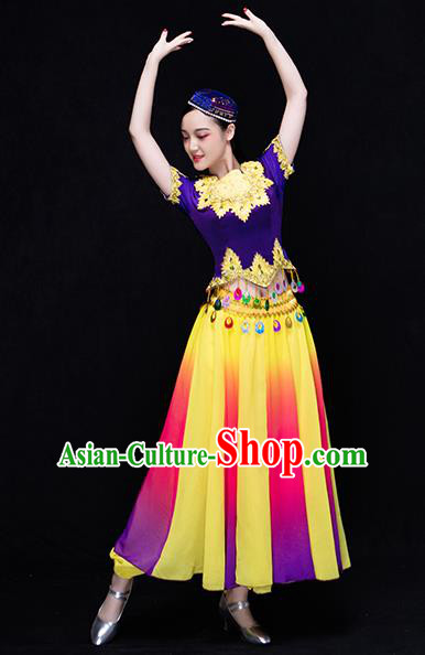 Traditional Chinese Uyghur Nationality Dancing Costume, Folk Dance Ethnic Costume, Chinese Uyghur Minority Nationality Dancing Costume for Women
