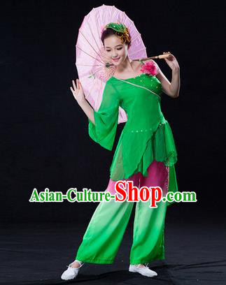 Traditional Chinese Classical Yangko Lotus Dance Dress, Yangge Fan Dancing Costume Umbrella Dance Suits, Folk Dance Yangko Costume for Women