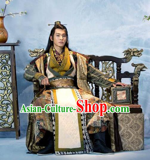 Traditional Chinese Ancient Men Costumes, Ancient Chinese Cosplay General Swordsmen Roayl Prince Embroidered Costume Complete Set for Men