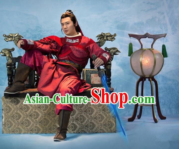 Traditional Chinese Ancient Men Costumes, Ancient Chinese Cosplay General Swordsmen Roayl Prince Embroidered Costume Complete Set for Men