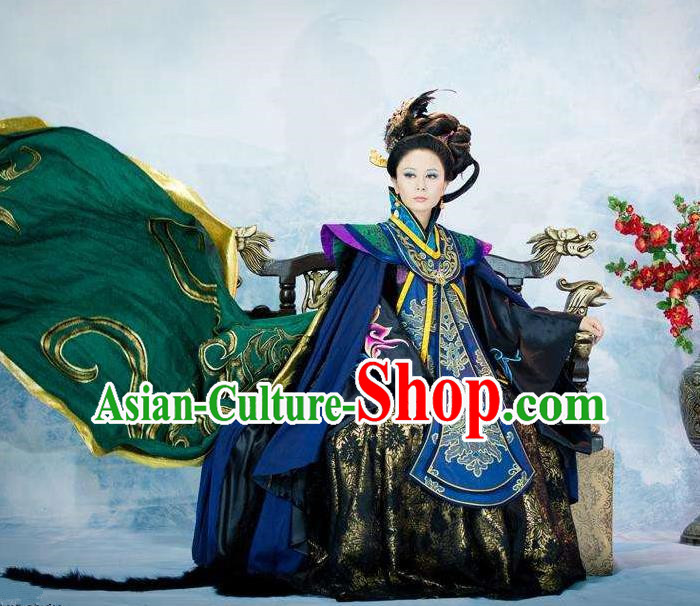 Traditional Chinese Ancient Imperial Empress Women Costumes, Chinese Empress Dowager Clothes and Accessories Complete Set for Women