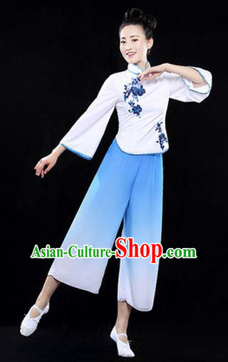 Traditional Chinese Classical Yangko Dance Dress, Yangge Fan Dancing Costume Umbrella Dance Suits, Folk Dance Yangko Costume for Women