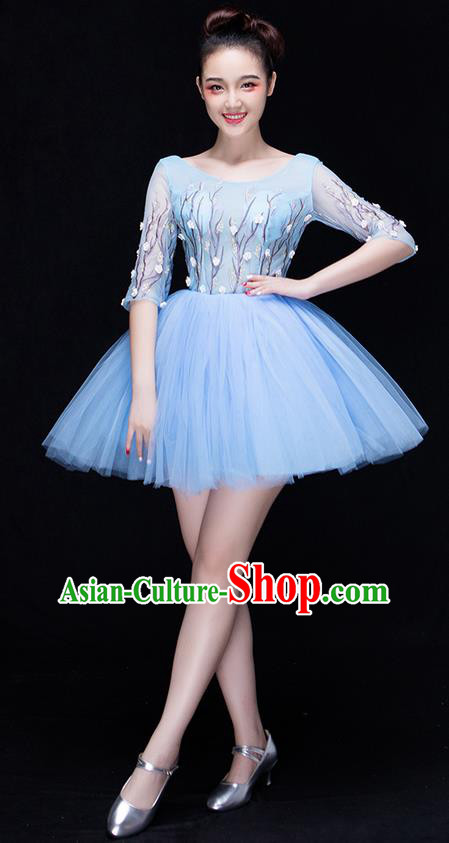 Traditional Chinese Classic Stage Performance Chorus Modern Dance Costumes Bubble Dress, Chorus Competition Costume, Compere Costumes for Women