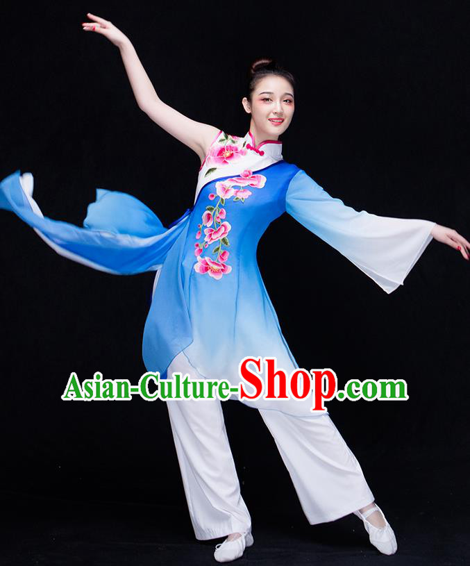 Traditional Chinese Classical Yangko Water-Sleeve Dance Dress, Yangge Fan Dancing Costume Umbrella Dance Suits, Folk Dance Yangko Costume for Women