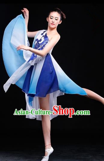 Traditional Chinese Classical Yangko Dance Gradient Dress, Yangge Fan Dancing Costume Umbrella Dance Suits, Folk Dance Yangko Costume for Women