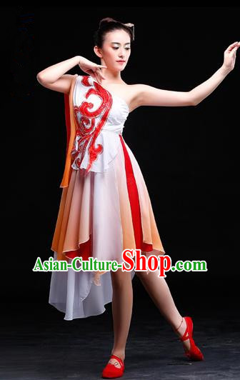 Traditional Chinese Classical Yangko Dance Gradient Dress, Yangge Fan Dancing Costume Umbrella Dance Suits, Folk Dance Yangko Costume for Women