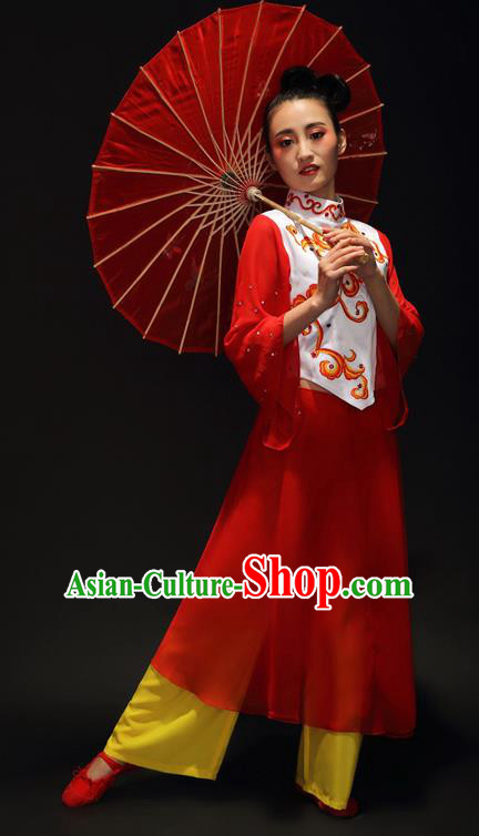 Traditional Chinese Classical Yangko Drum Dance Dress, Yangge Fan Dancing Costume Umbrella Dance Suits, Folk Dance Yangko Costume for Women