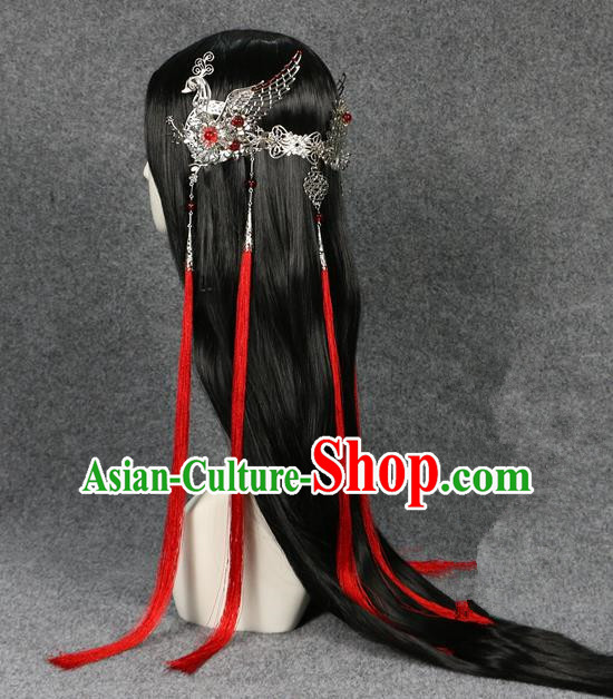 Traditional Chinese Ancient Jewelry Accessories, Ancient Chinese Imperial Princess Headwear Wedding Long Tassels Hair Step Shake, China Wedding Bride Hairpin for Women