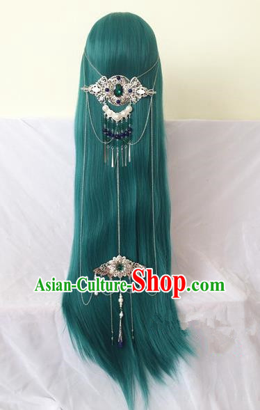 Traditional Chinese Ancient Jewelry Accessories, Ancient Chinese Imperial Princess Peacock Feathers Headwear Wedding Long Tassels Hair Step Shake, China Wedding Bride Hairpin for Women