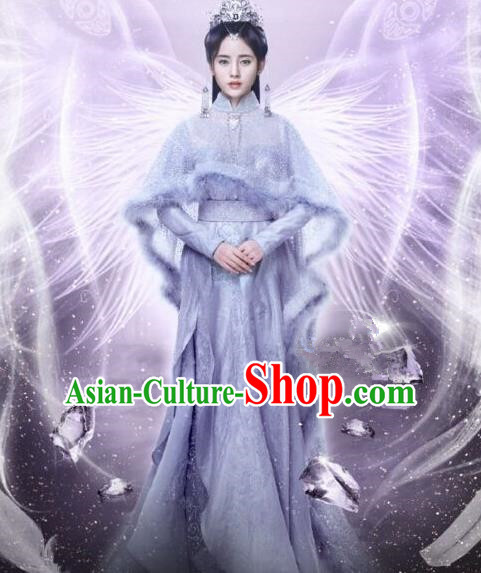 Traditional Chinese Ancient Female Costumes Fairy Costume, Chinese Han Dynasty Imperial Princess Embroidery Clothes and Hair Accessories Complete Set for Women