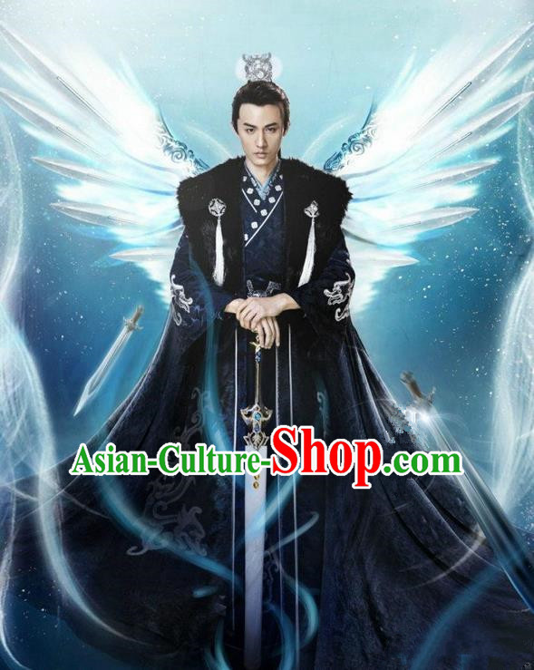 Traditional Chinese Ancient Emperor Costumes, Ancient Chinese Cosplay General Swordsmen Palace Prince Embroidered Costume Complete Set for Men