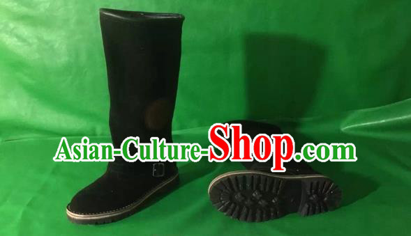 Traditional Chinese Minority Mongol Nationality Ethnic Minorities Mongolian Dance Cowhide Boots, Mongolian Knee Boots Handmade Jockey Boots Tanks Boots for Men