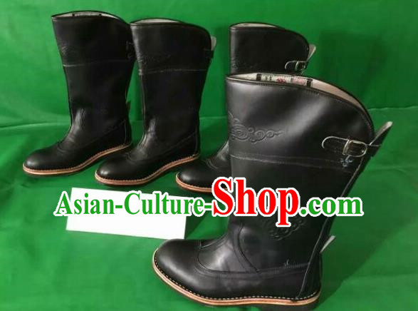 Traditional Chinese Minority Mongol Nationality Ethnic Minorities Mongolian Dance Cowhide Boots, Mongolian Knee Boots Handmade Jockey Boots Tanks Boots for Men