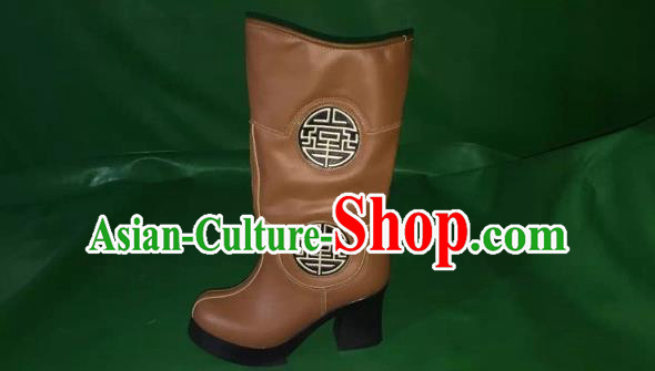 Traditional Chinese Minority Mongol Nationality Ethnic Minorities Mongolian Dance Cowhide Boots Mongolian Knee Boots Jockey Boots Tanks Boots for Women