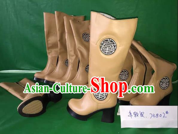 Traditional Chinese Minority Mongol Nationality Ethnic Minorities Mongolian Dance Cowhide Boots Mongolian Knee Boots Jockey Boots Tanks Boots for Women