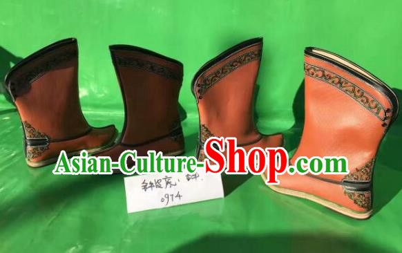 Traditional Chinese Minority Mongol Nationality Ethnic Minorities Mongolian Dance Cowhide Boots Mongolian Knee Boots Jockey Boots Tanks Boots for Men