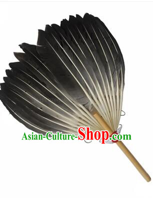 Kong Ming Fan Goose Feather Fan Stage Show Dance properties Grey