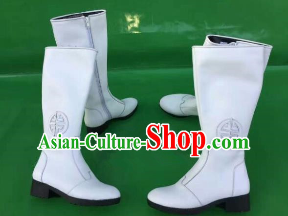 Traditional Chinese Minority Mongol Nationality Ethnic Minorities Mongolian Dance Cowhide Boots Mongolian Knee Boots Jockey Boots Tanks Boots for Women