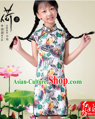 Qi Pao For Girls Cheongsam For Children Play Stage Costume Chinese Traditional style Princess Dress